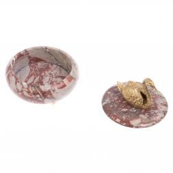 Шкатулка "Лебедь" с декором из бронзы камень креноид