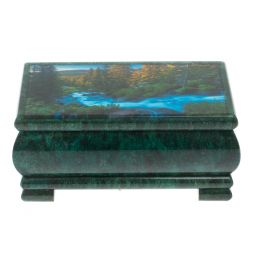 Шкатулка "Горная река" из змеевика 16х8х7,5 см