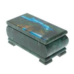 Шкатулка "Горная река" из змеевика 16х8х7,5 см