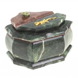 Шкатулка "Ракушка" камень змеевик 14х10х9 см