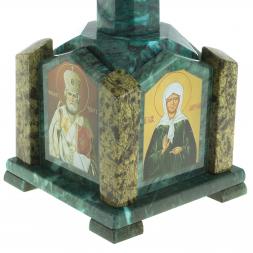 Шкатулка "Часовня" камень змеевик 14х14х24 см